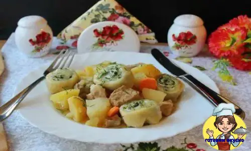жаркое по-сорокски с нудлями (штрудлями)