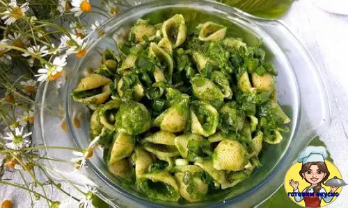 макароны - ракушки с индюшатиной и шпинатом