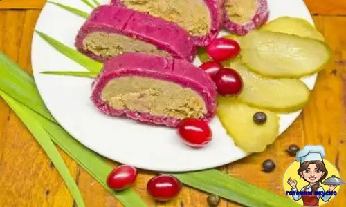 рулет из печени в клюквенном муссе
