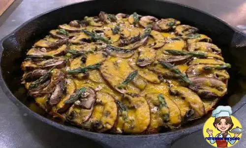 хлебная запеканка с курицей грибами и спаржей