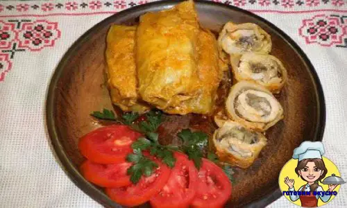 голубцы по-закарпатски с копчёной грудинкой и грибами