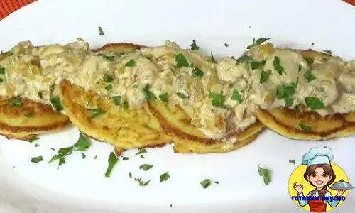 мясокартофельные оладьи с грибами